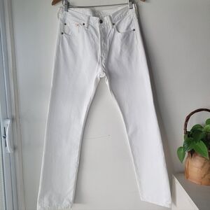 Levi's 501 Mid Rise Straight Button Fly Jeans, White Size W29 L30